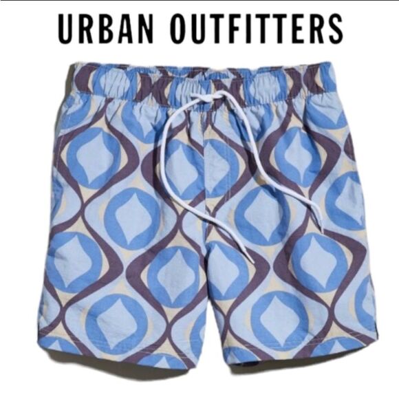 NEW Urban Outfitters UO ‘70s Geo Print Swim Trunks Shorts XL